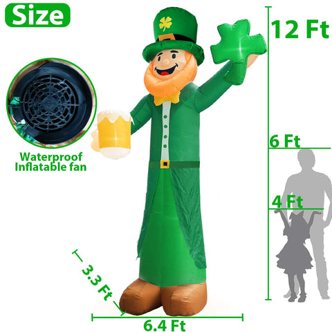 TURNMEON leprechaun with LED lights for bright nighttime visibility outdoors