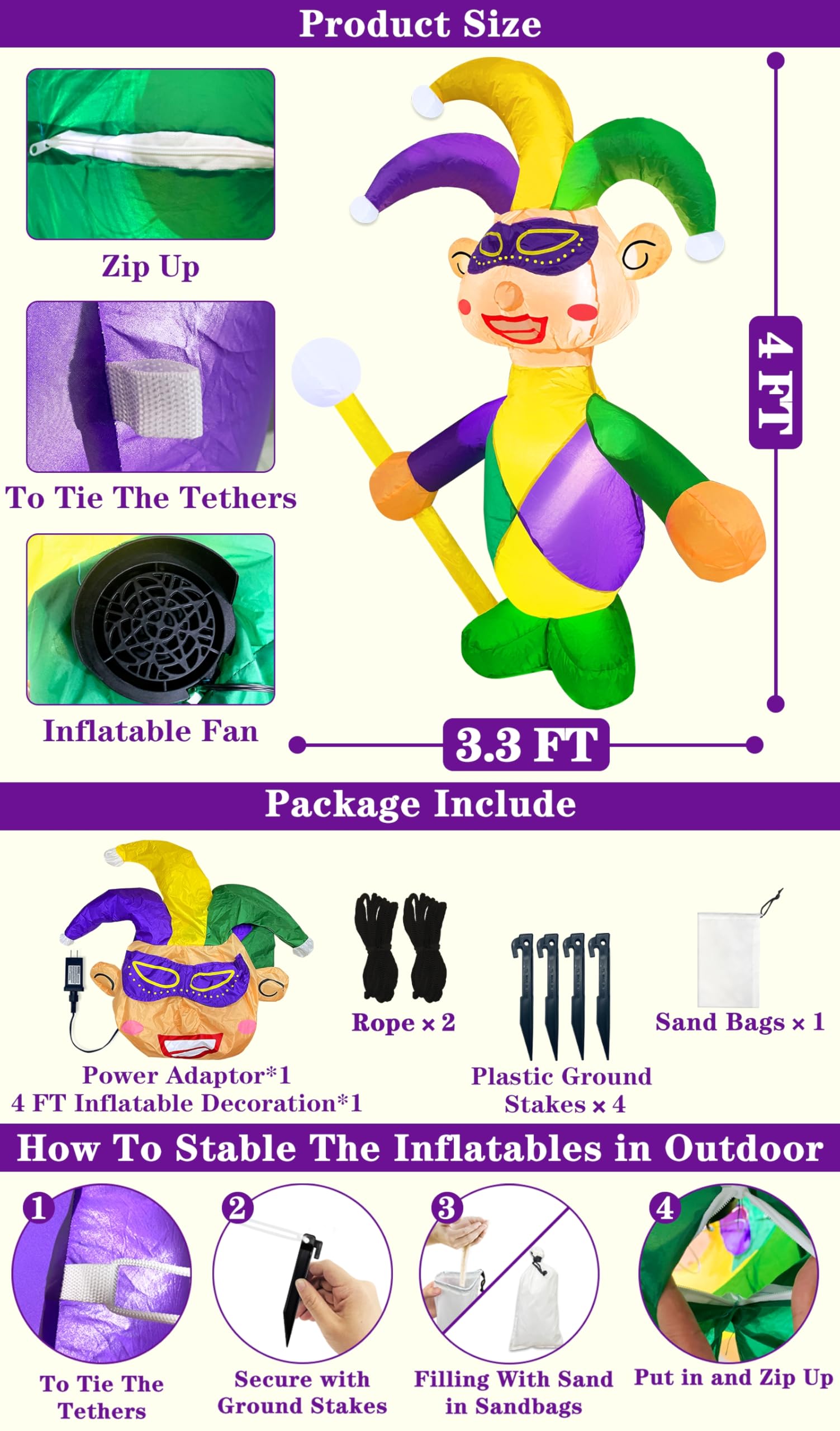 TURNMEON quick-setup inflatable with plug-in power and secure bottom zipper.