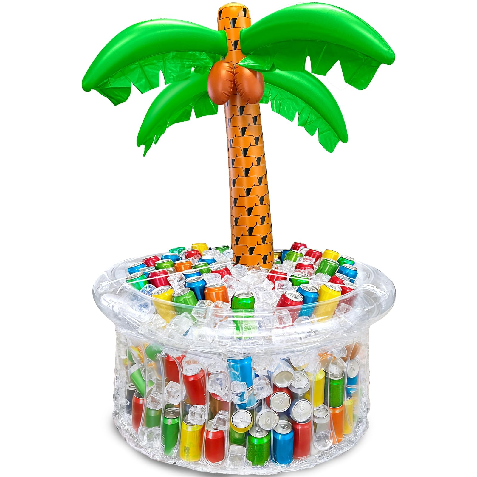 TurnMeOn palm tree cooler giant 72in front view shows a striking party centerpiece with cold drinks.