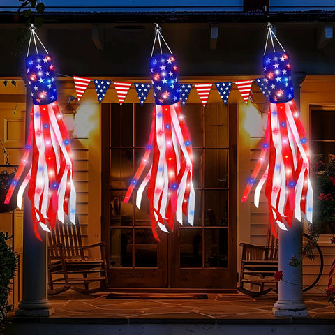 TURNMEON patriotic windsocks ideal for garden or porch display.