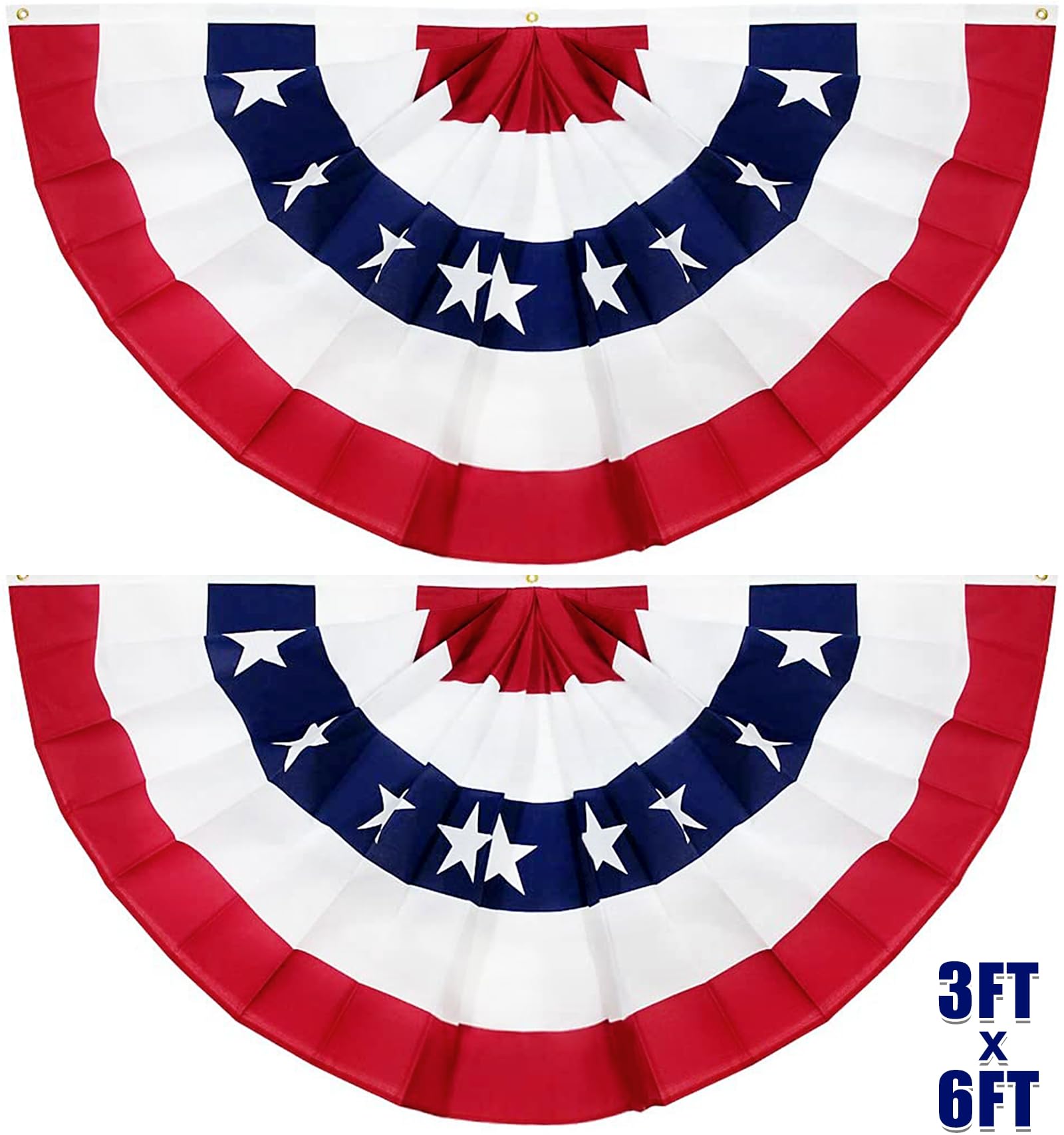 TURNMEON pleated fan flag on porch elevates outdoor patriotic decor with bold colors.