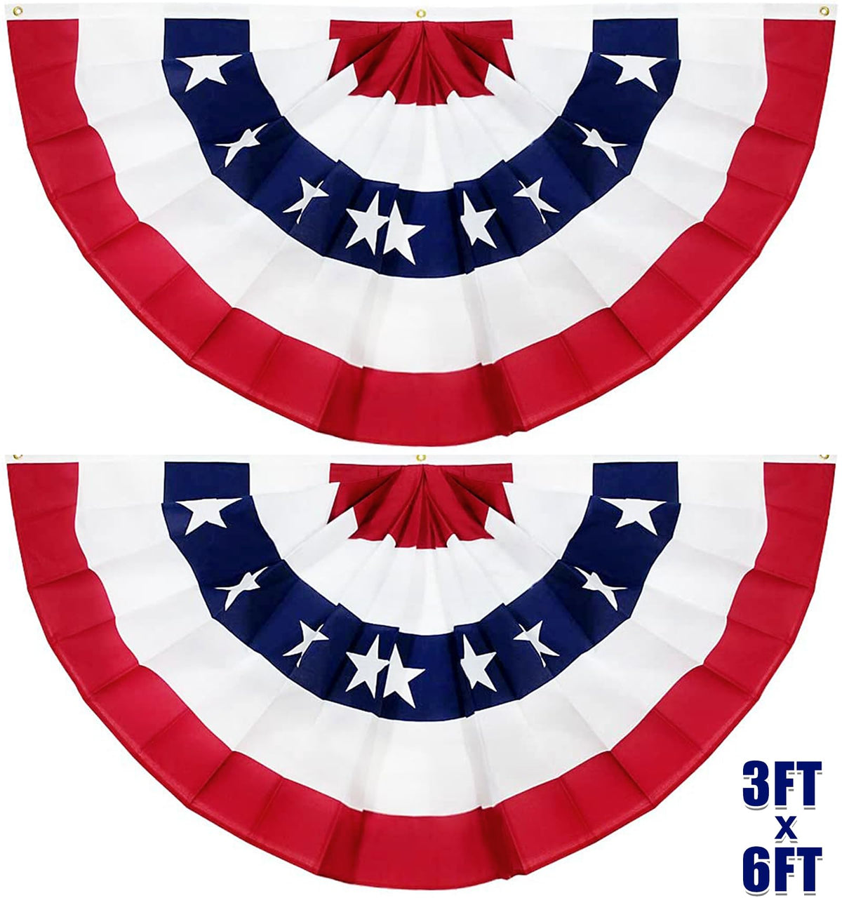 TURNMEON pleated fan flag on porch elevates outdoor patriotic decor with bold colors.