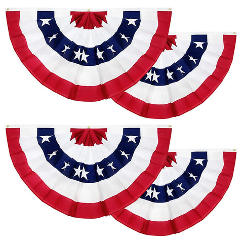 TURNMEON pleated flag bunting 1.5x3 ft for outdoor celebrations, durable and vivid.