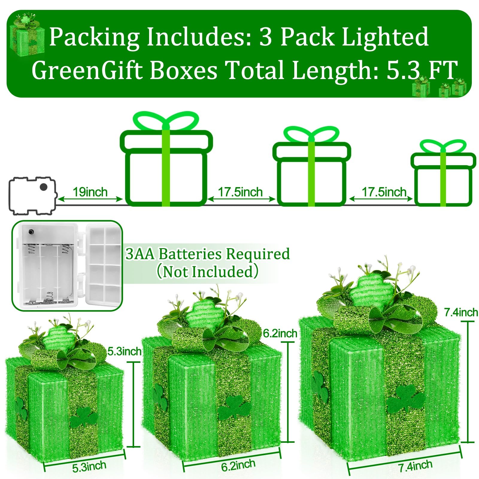 TURNMEON St Patrick's gift box 6 inch accented with green bow for indoor party ambiance.