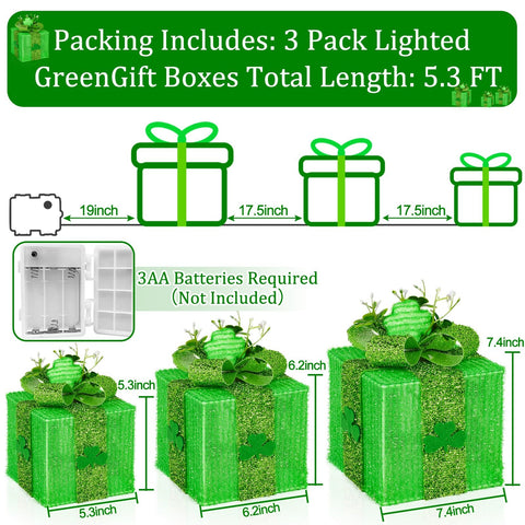 TURNMEON St Patrick's gift box 6 inch accented with green bow for indoor party ambiance.