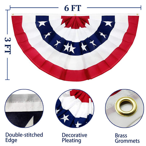 TURNMEON us bunting shows double-sided stitching for versatile displays.
