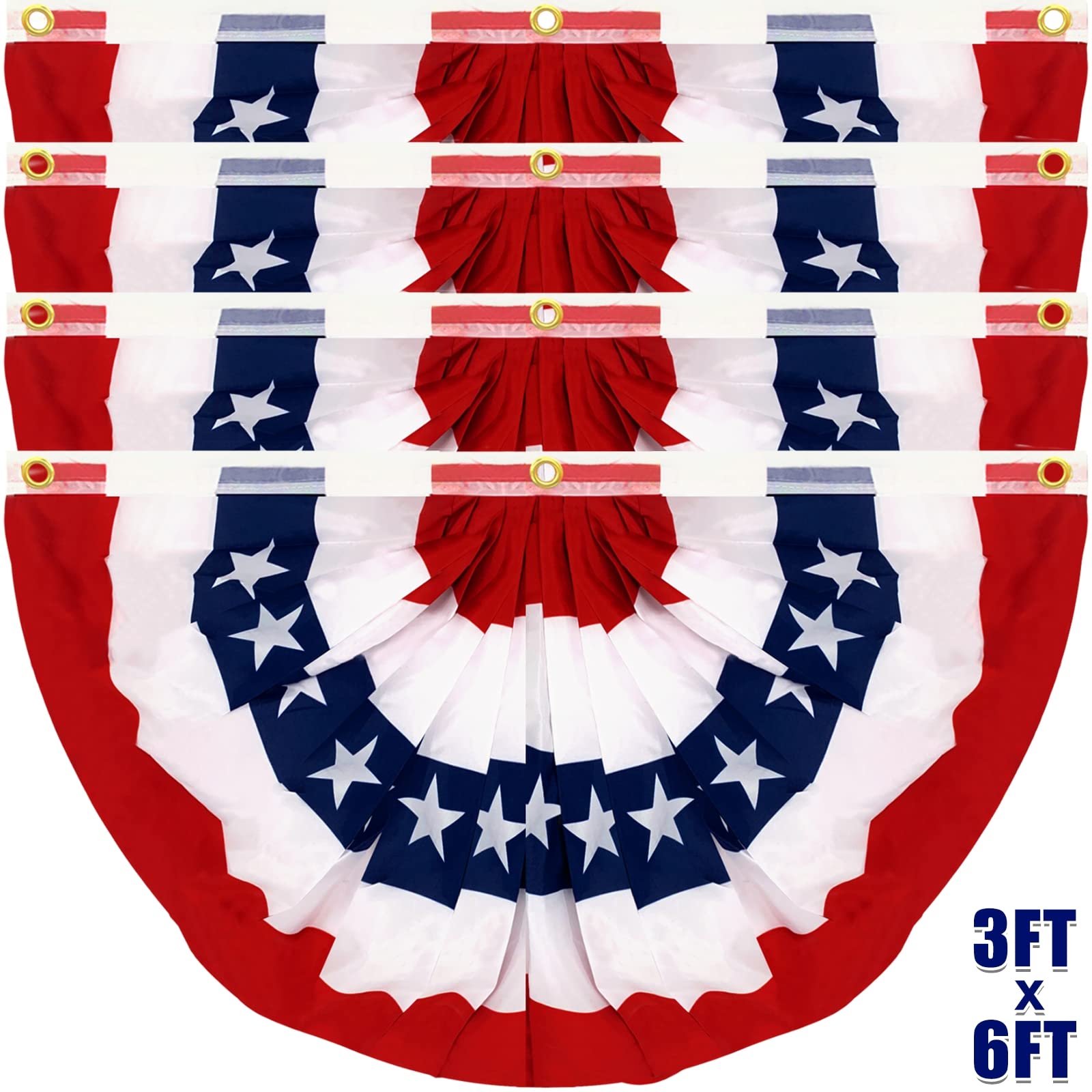 TURNMEON USA bunting flag 3x6ft pleated fan for bold outdoor patriot display