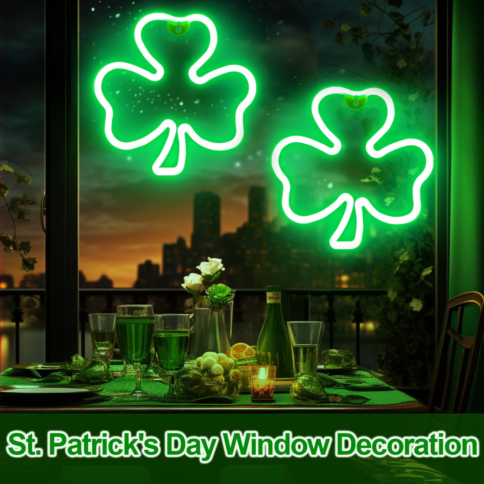 USB-powered Turnmeon shamrock neon sign with long 10-foot cable