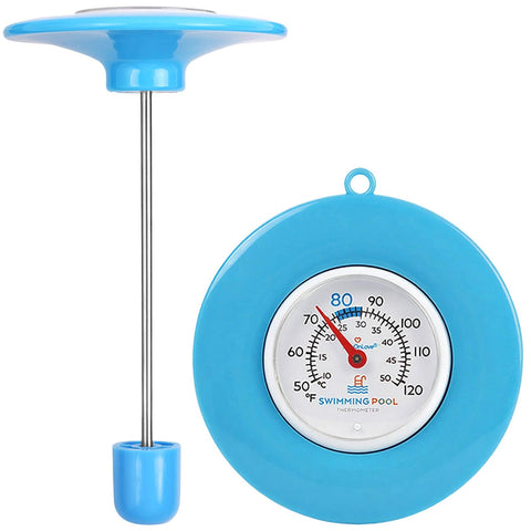 TurnOnLove floating pool thermometer disc with accurate readings in bright sunlight.