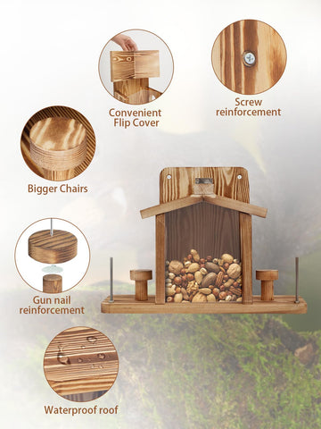 Turosur Squirrel Feeder two nut bar chairs provide roomy perching.