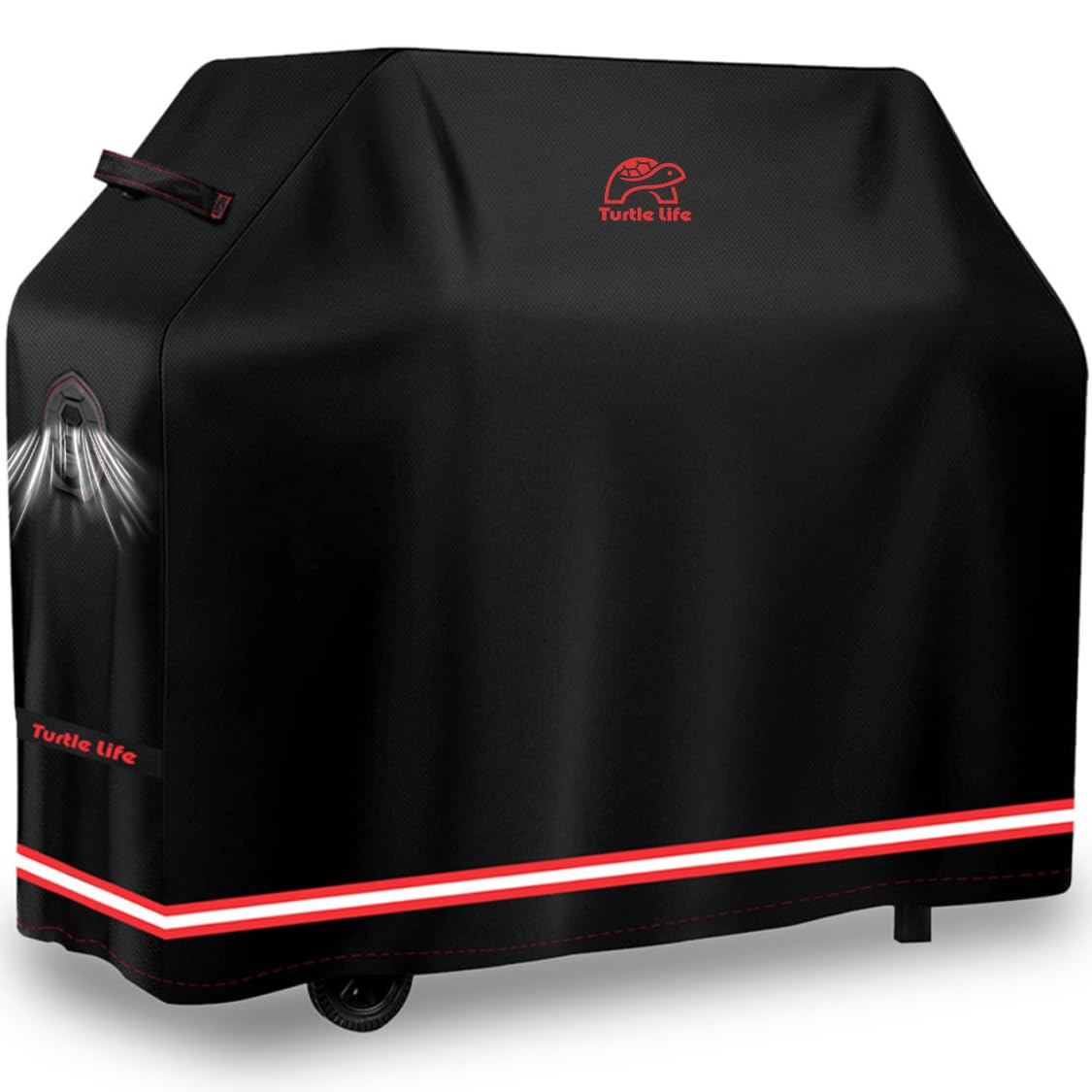Turtle Life 54inch BBQ Cover overview protects grill from rain and dust