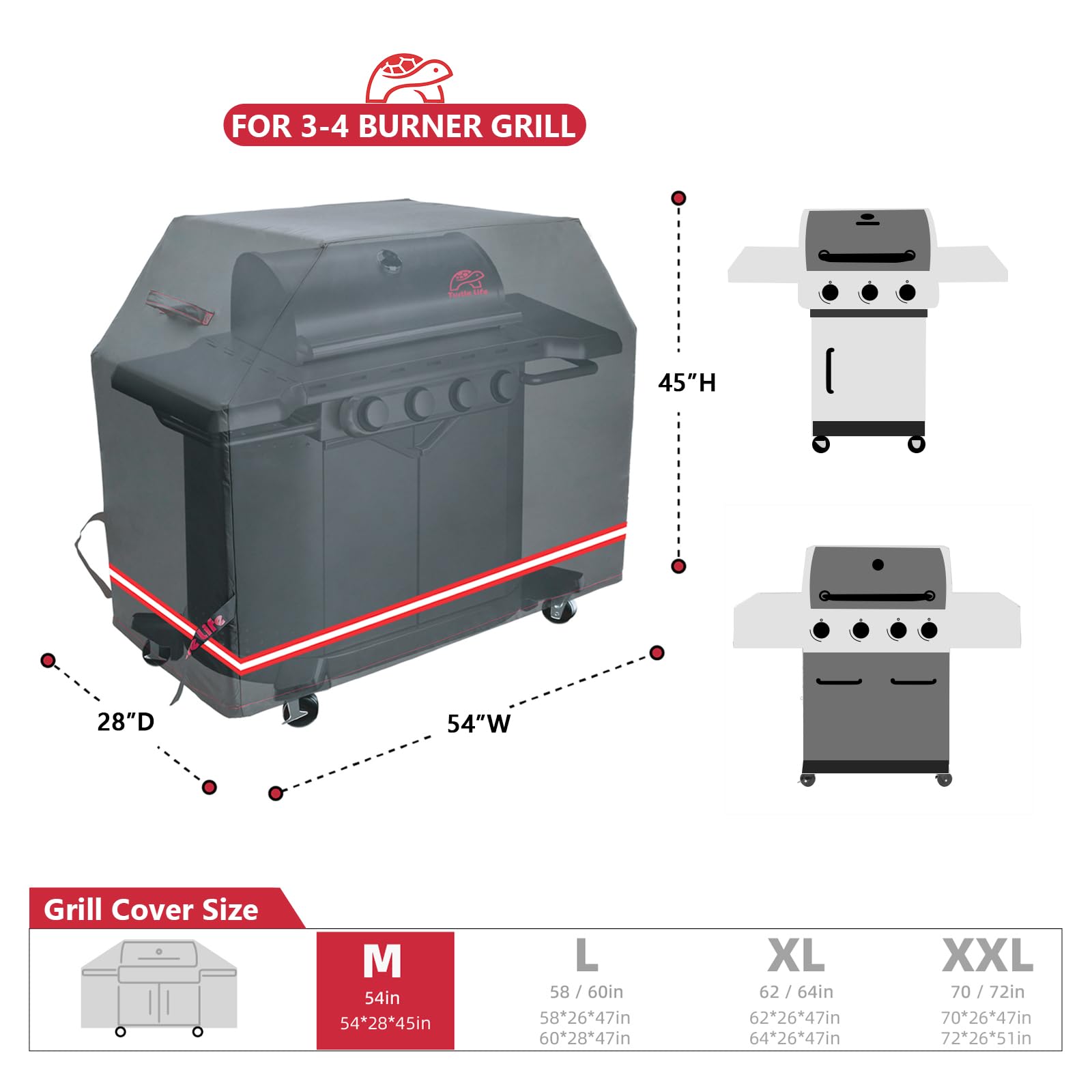 Turtle Life BBQ Cover side view showing snug fit on grill