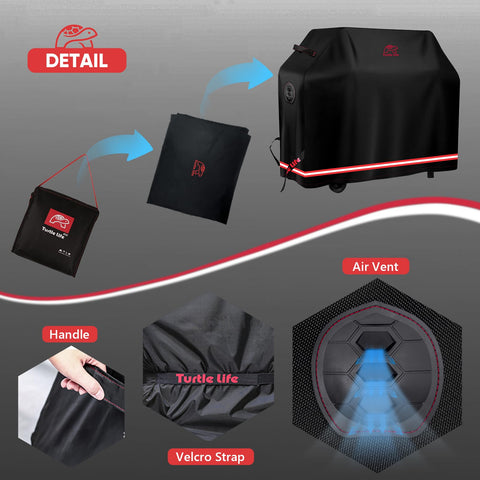 Turtle Life BBQ Cover air vent helps reduce moisture buildup