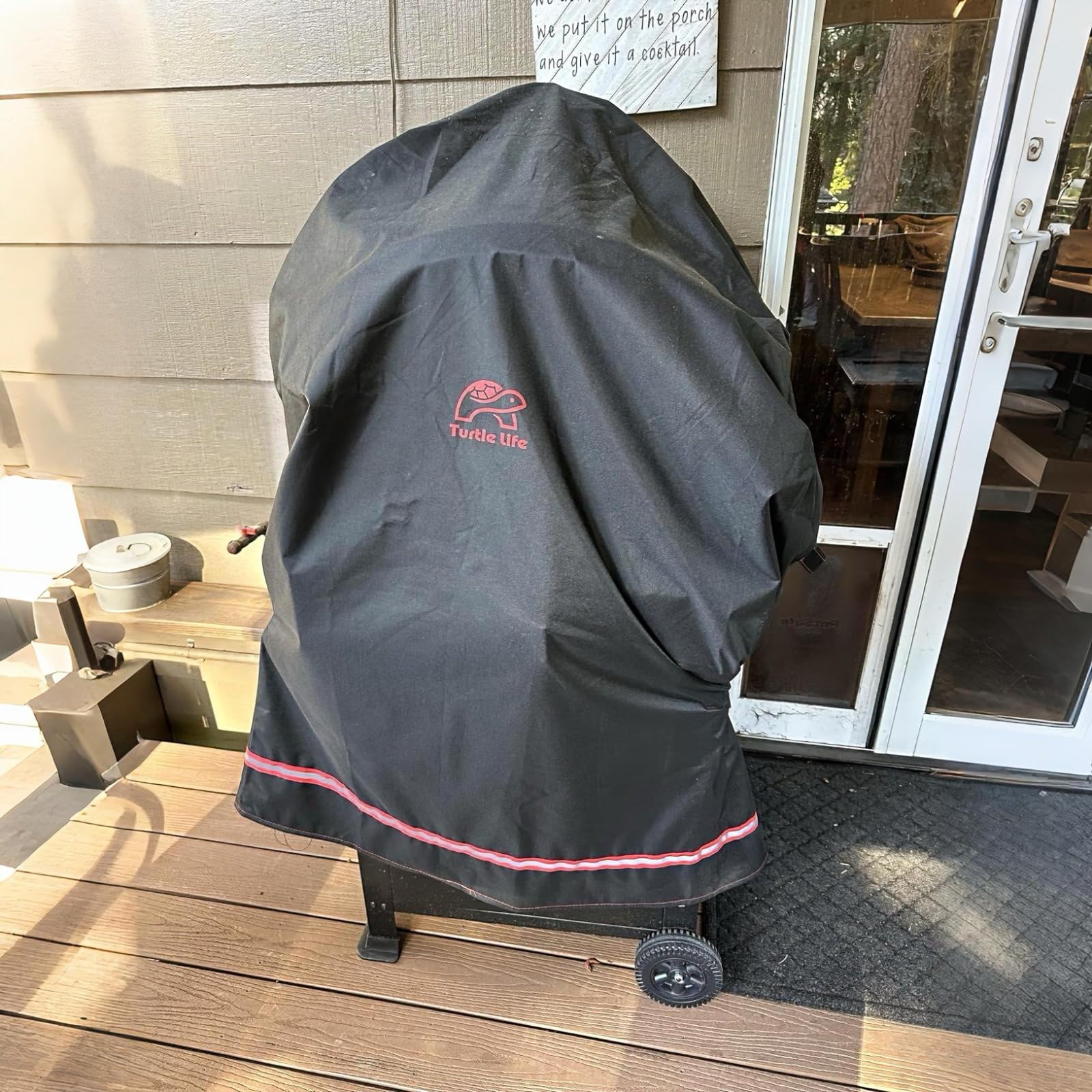 Brand-fit image showing Turtle Life cover compatible with Weber Spirit and Char-Broil.