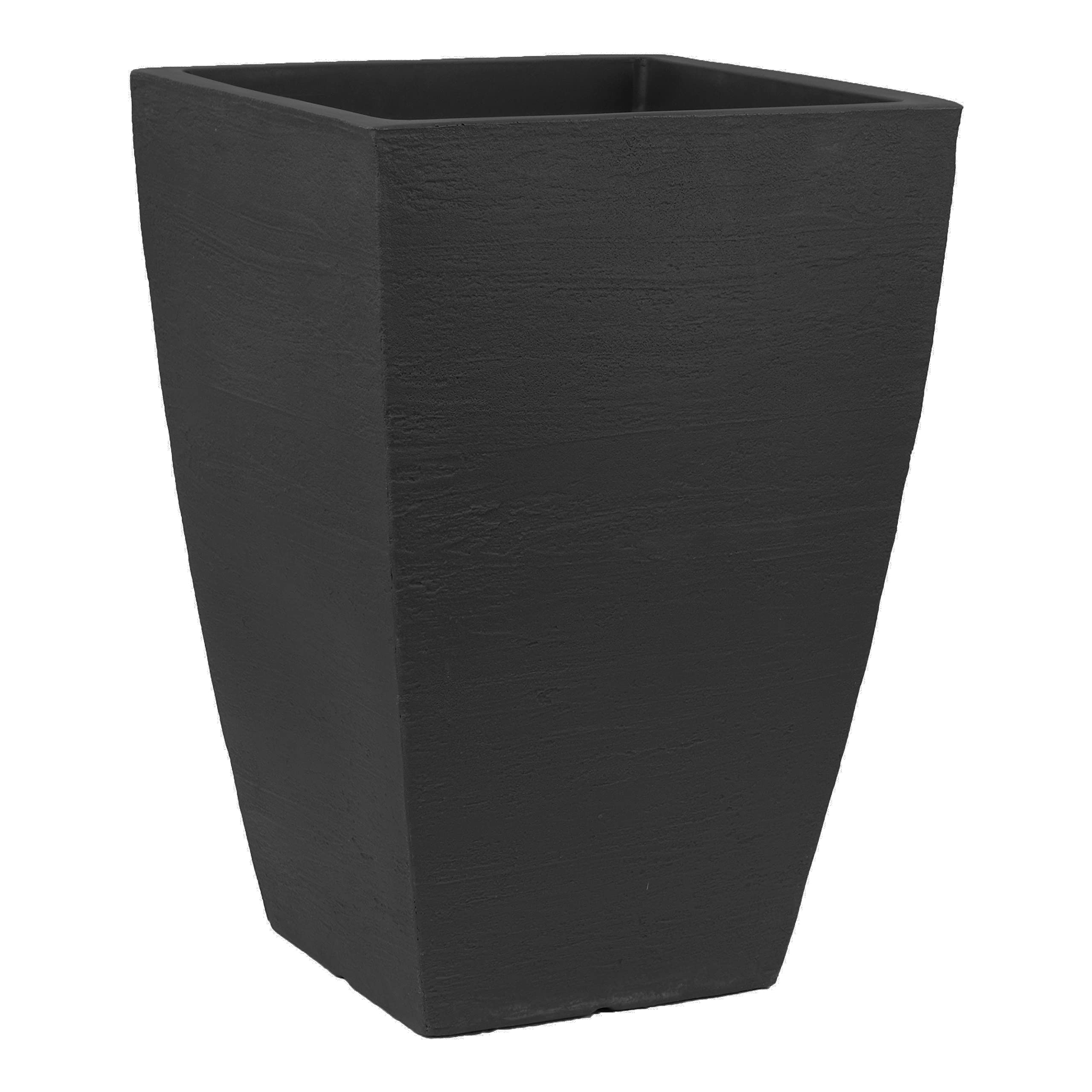 Tusco Products MSQT19BK modern square planter in full view for indoor or outdoor use