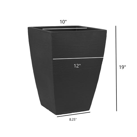 Outdoor-ready Tusco MSQT19BK planter ready for decks and patios