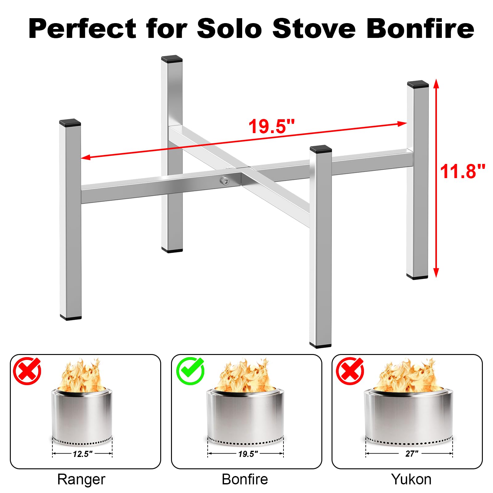 Two-height design elevates the pit with 3.9 and 7 inches for flexible use.