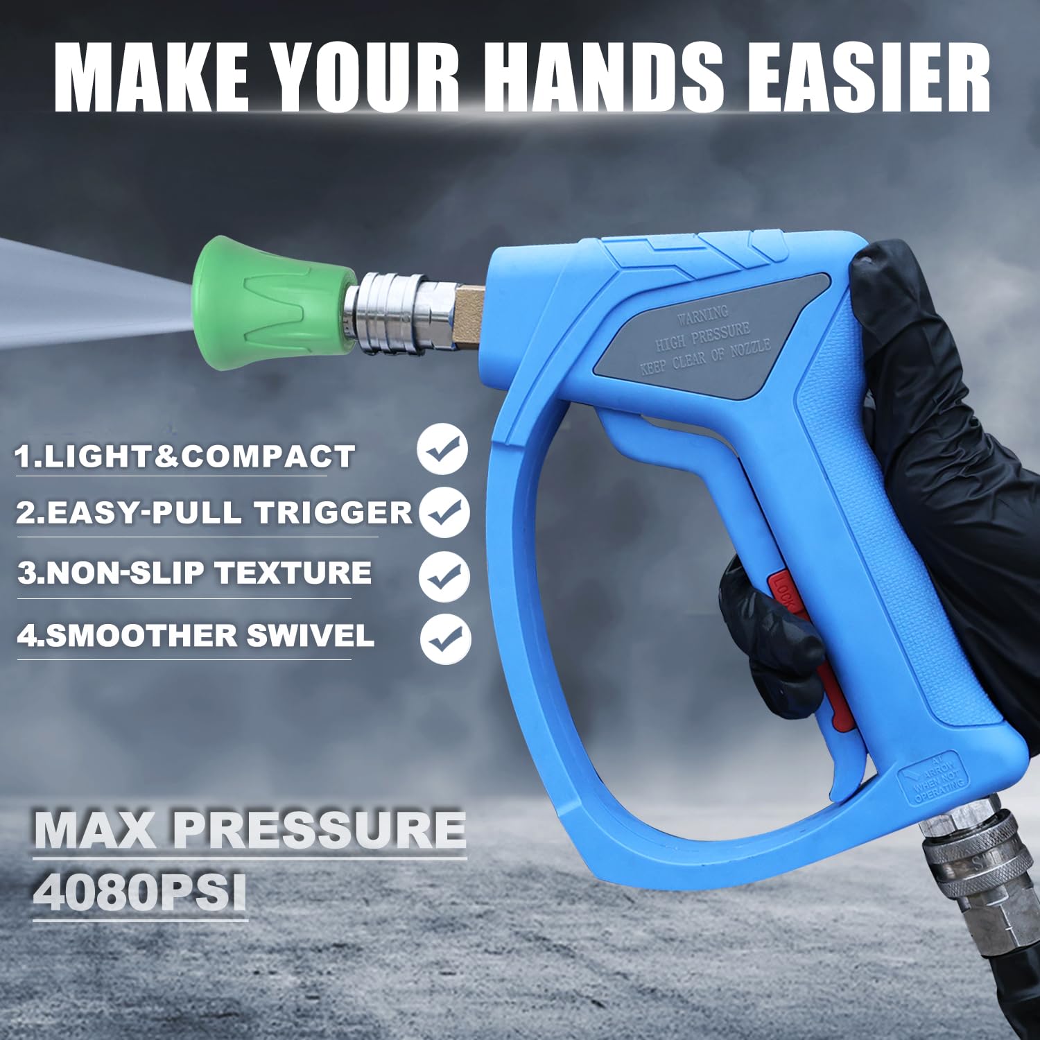 TUTULUCK easy-pull trigger reduces finger fatigue during extended washes.