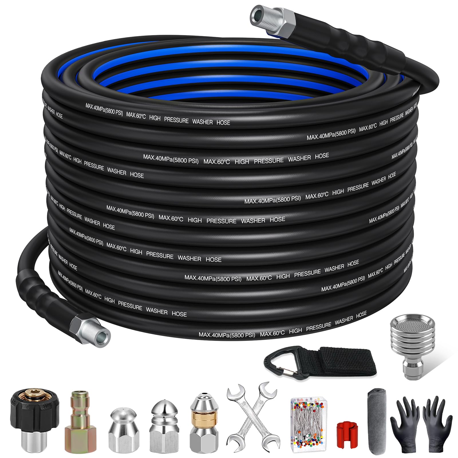 TUTULUCK sewer jetter hose 50ft ready for high-pressure drain cleaning