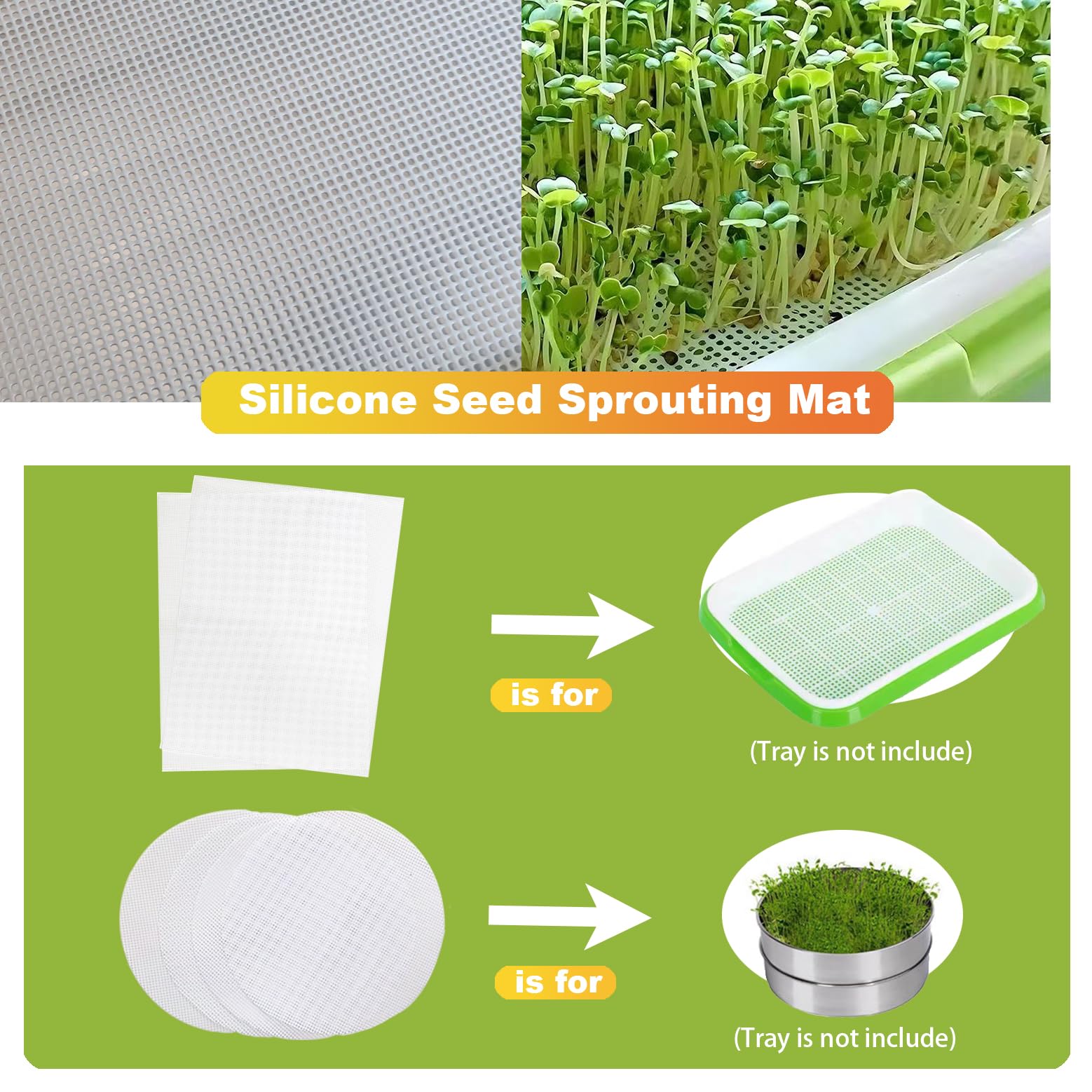 Tutuone cuttable silicone sprouting mats allow shaping to tray size.