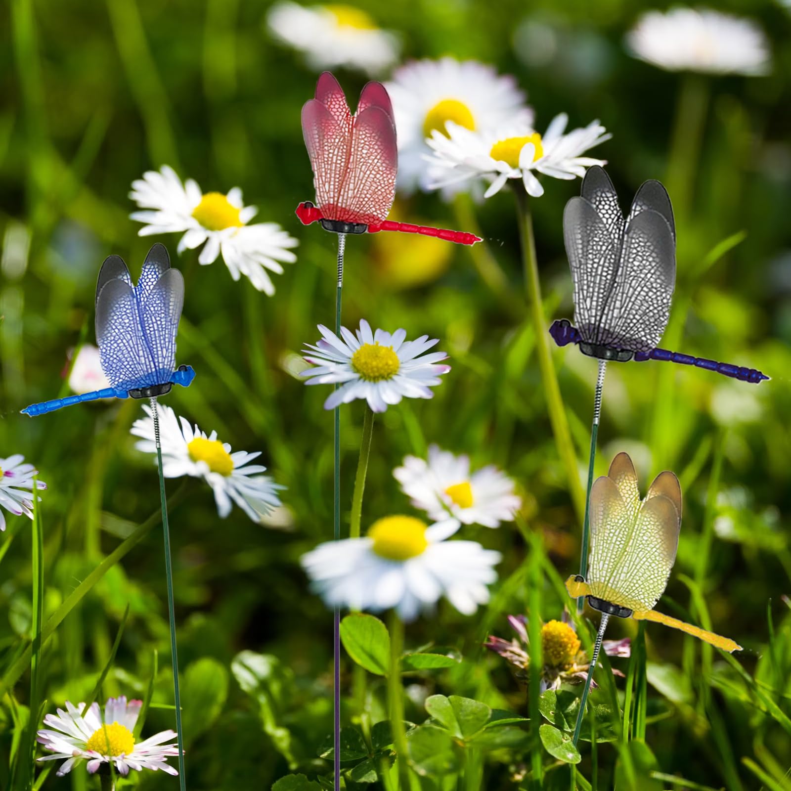Tuxiaobu dragonfly stake in green color enhances lawn appeal
