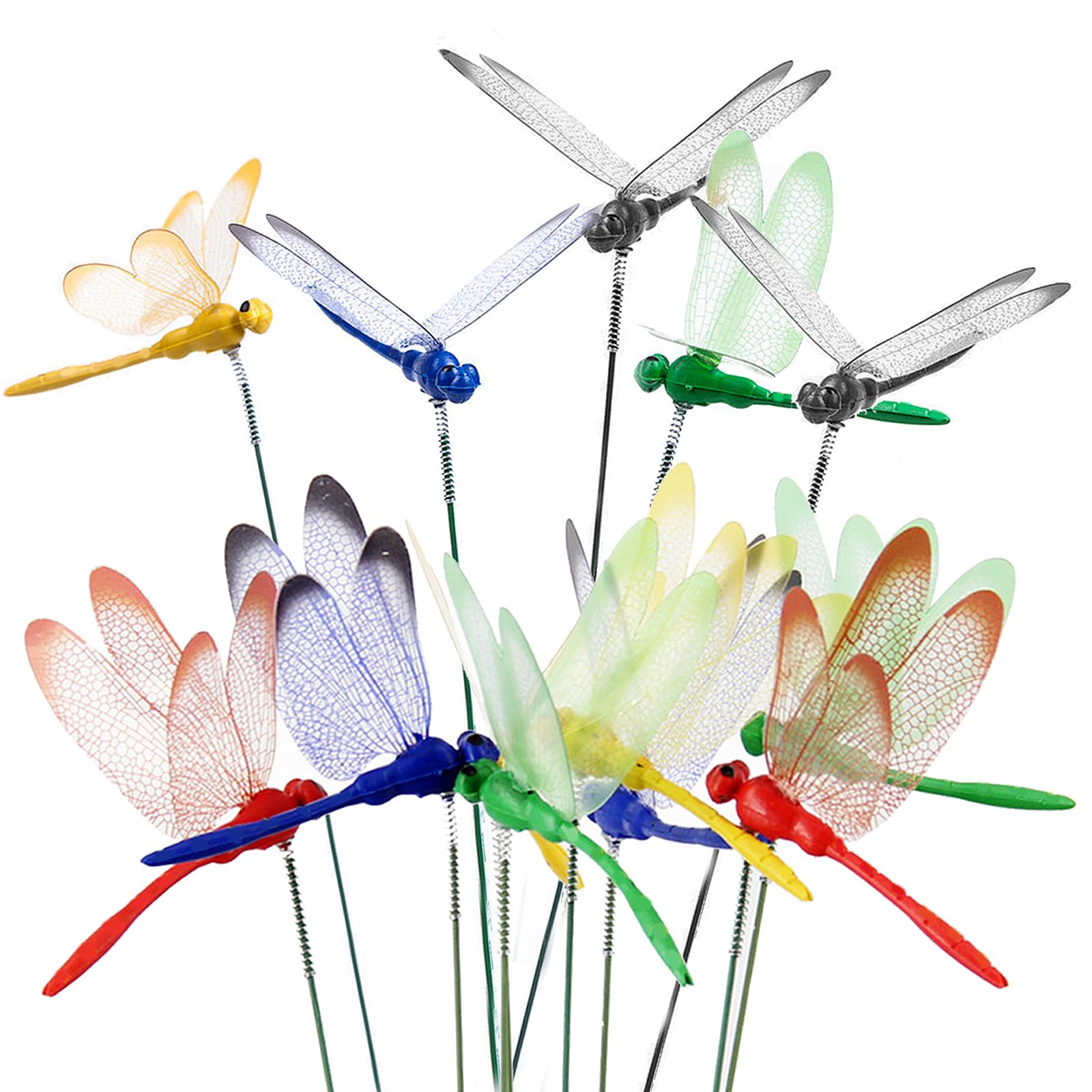 Tuxiaobu dragonfly stakes 12-pack brighten gardens for pots and borders