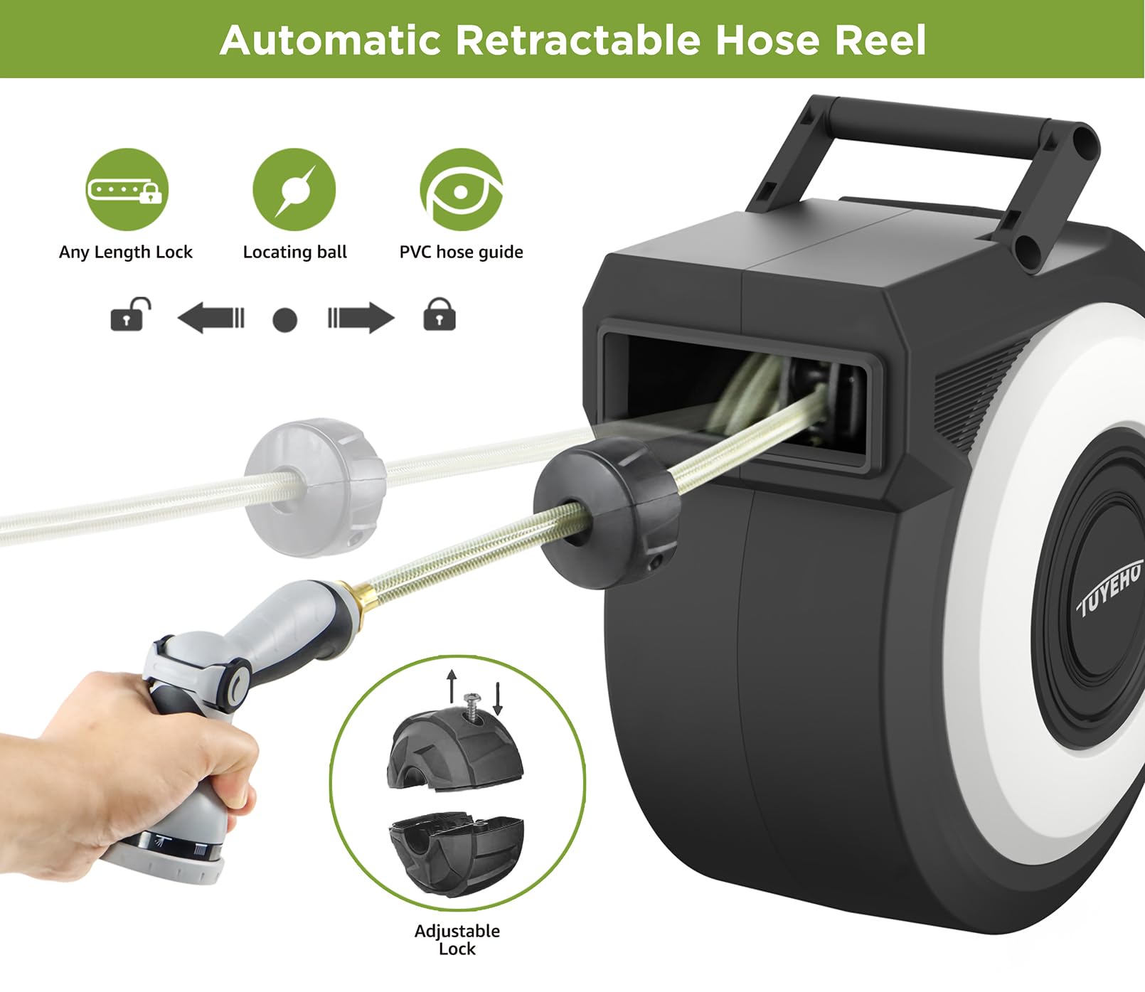 Tuyeho 180 degree swivel bracket reaches every corner easily.