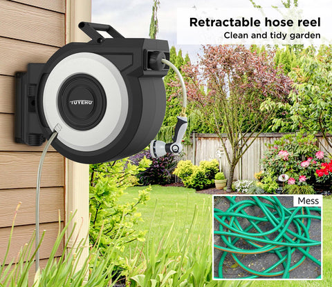 Tuyeho self-locking nozzle with 13 patterns for versatile watering tasks.
