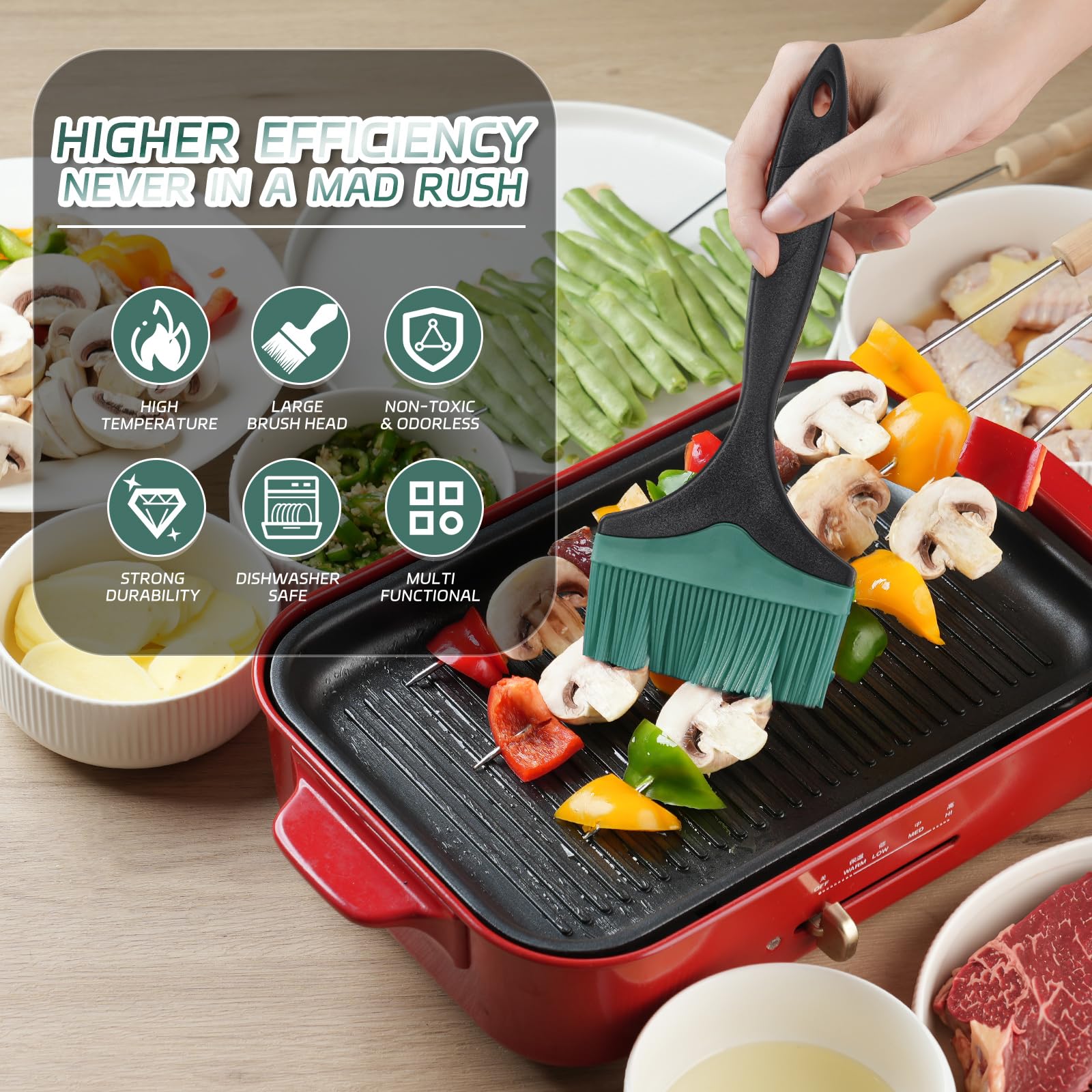 Tuyotue dishwasher-safe basting brush cleans easily after cooking.