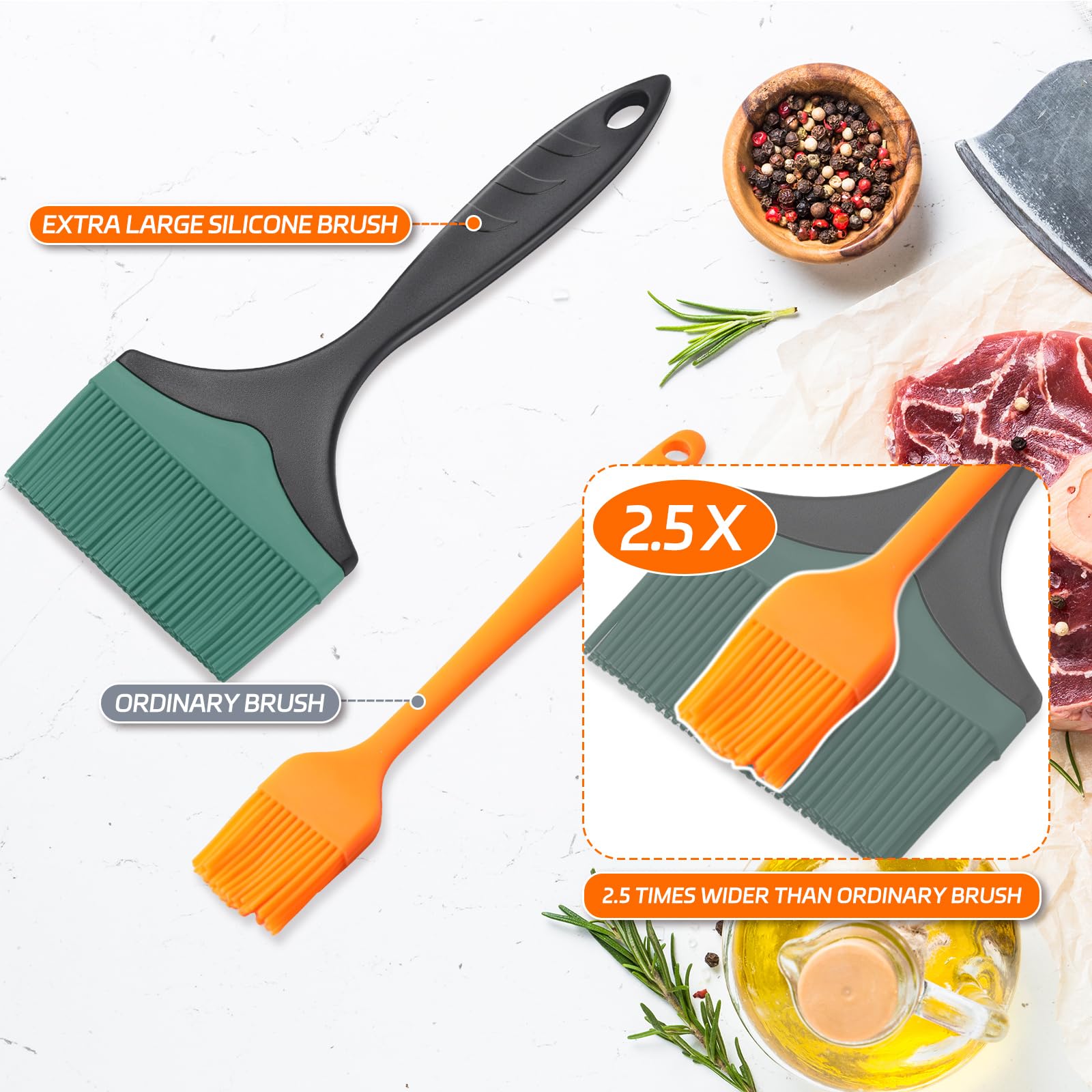Tuyotue silicone brush is versatile for oil, butter, marinades and sauces.