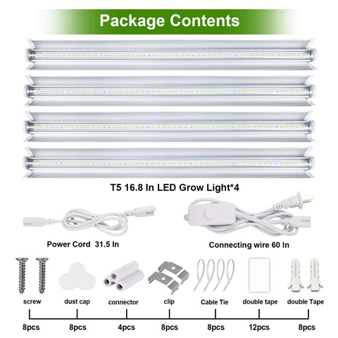 TVTUTPWY Grow Light T5 1.4ft end-to-end connector demonstrates easy expansion.