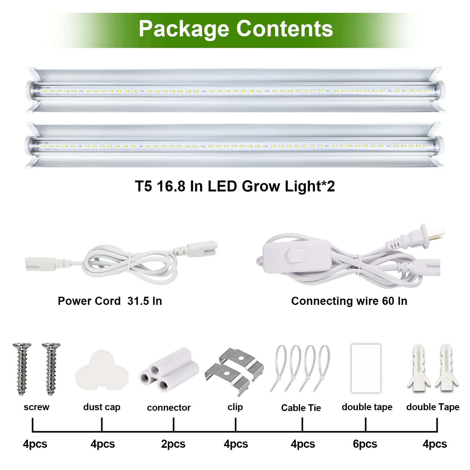 TVTUTPWY grow light T5 1.4ft strip seamless connector enables extendable indoor lighting