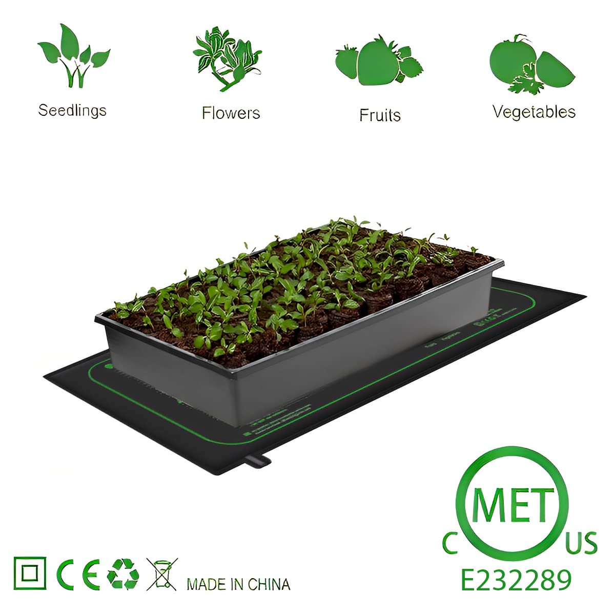 TVTUTPWY plug-and-use heating mat for quick setup under nursery pots.