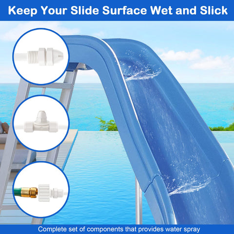 Tvwen pool slide hose connector ensures a secure garden hose fit.