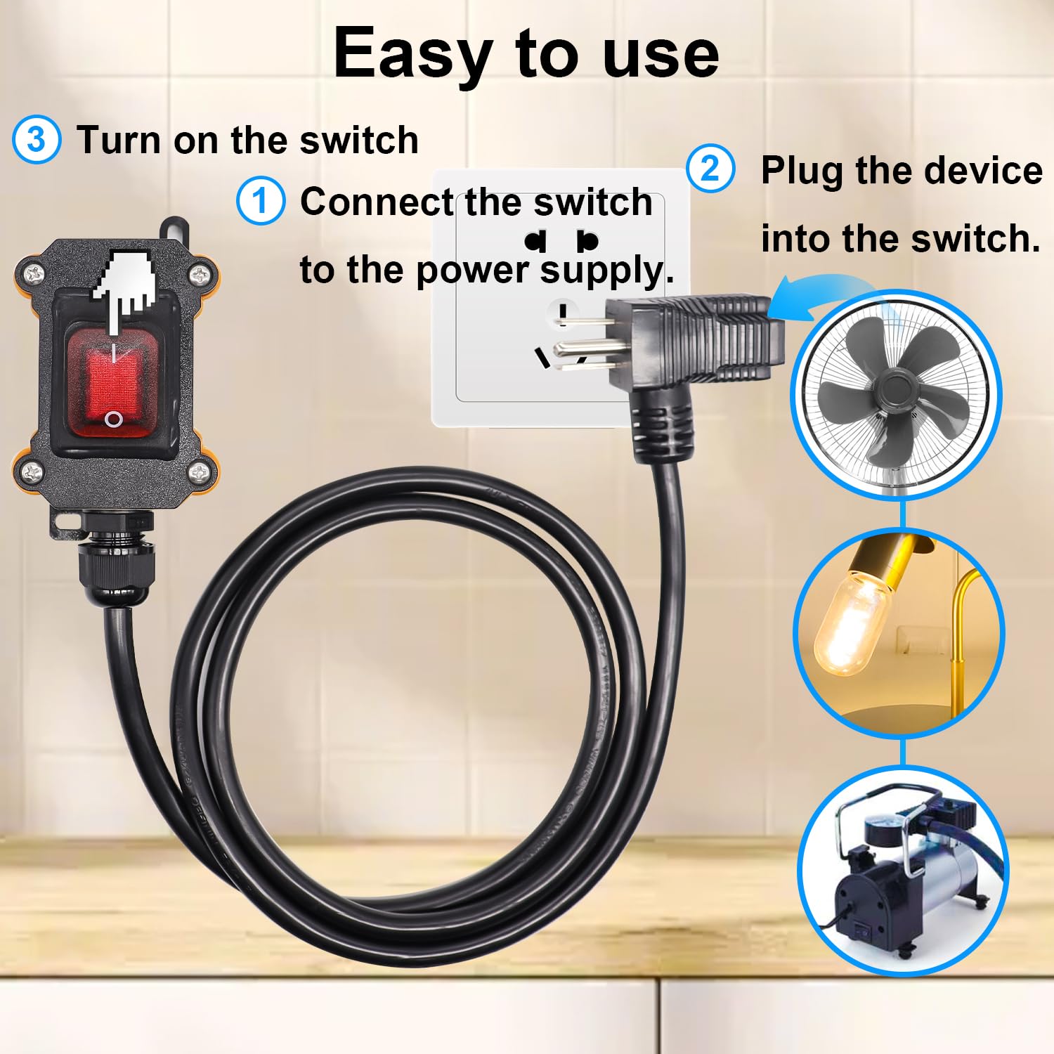 TWTADE IP67 outdoor switch mounted on exterior wall for outdoor power control.