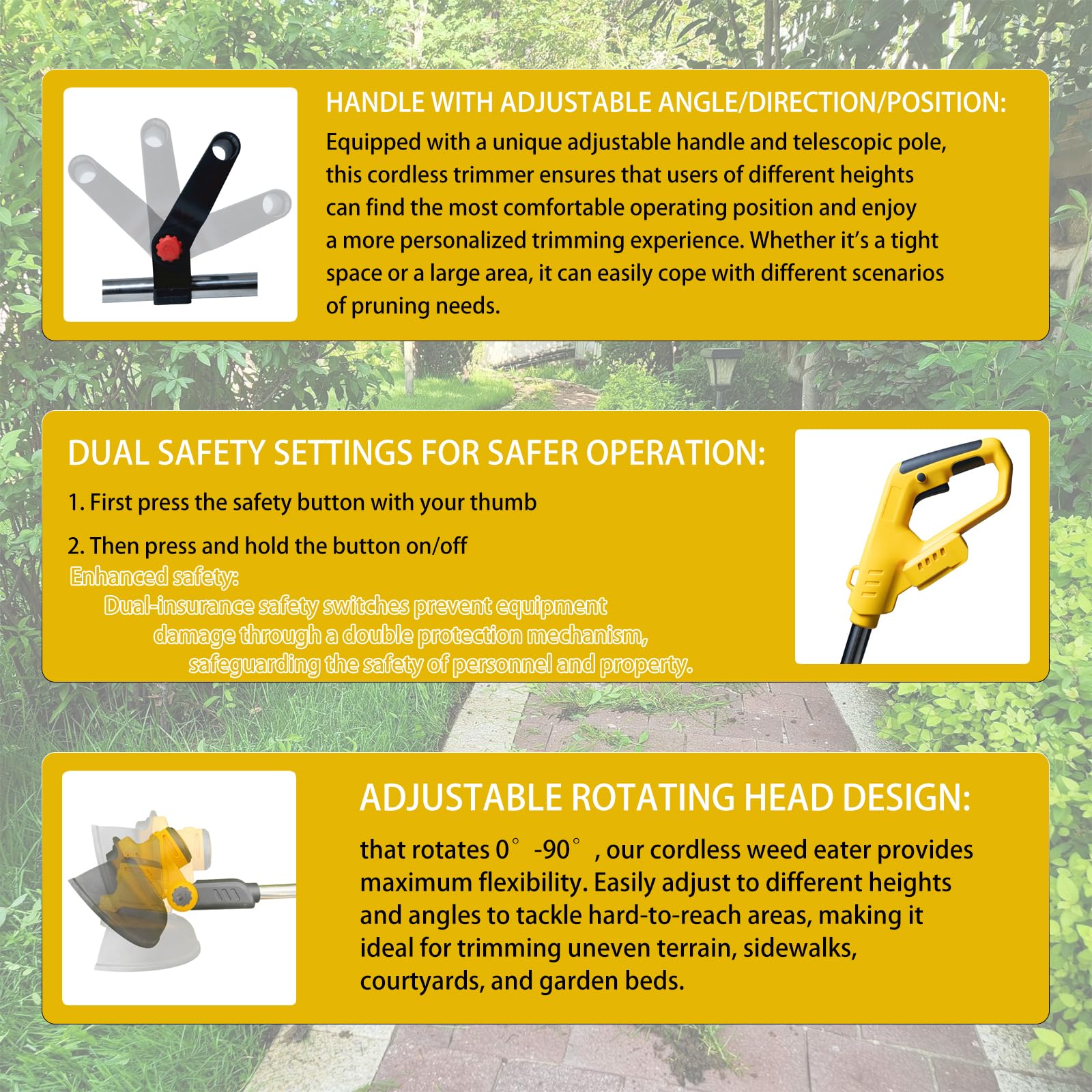 Telescopic shaft extends from 37 to 53 inches for comfort.