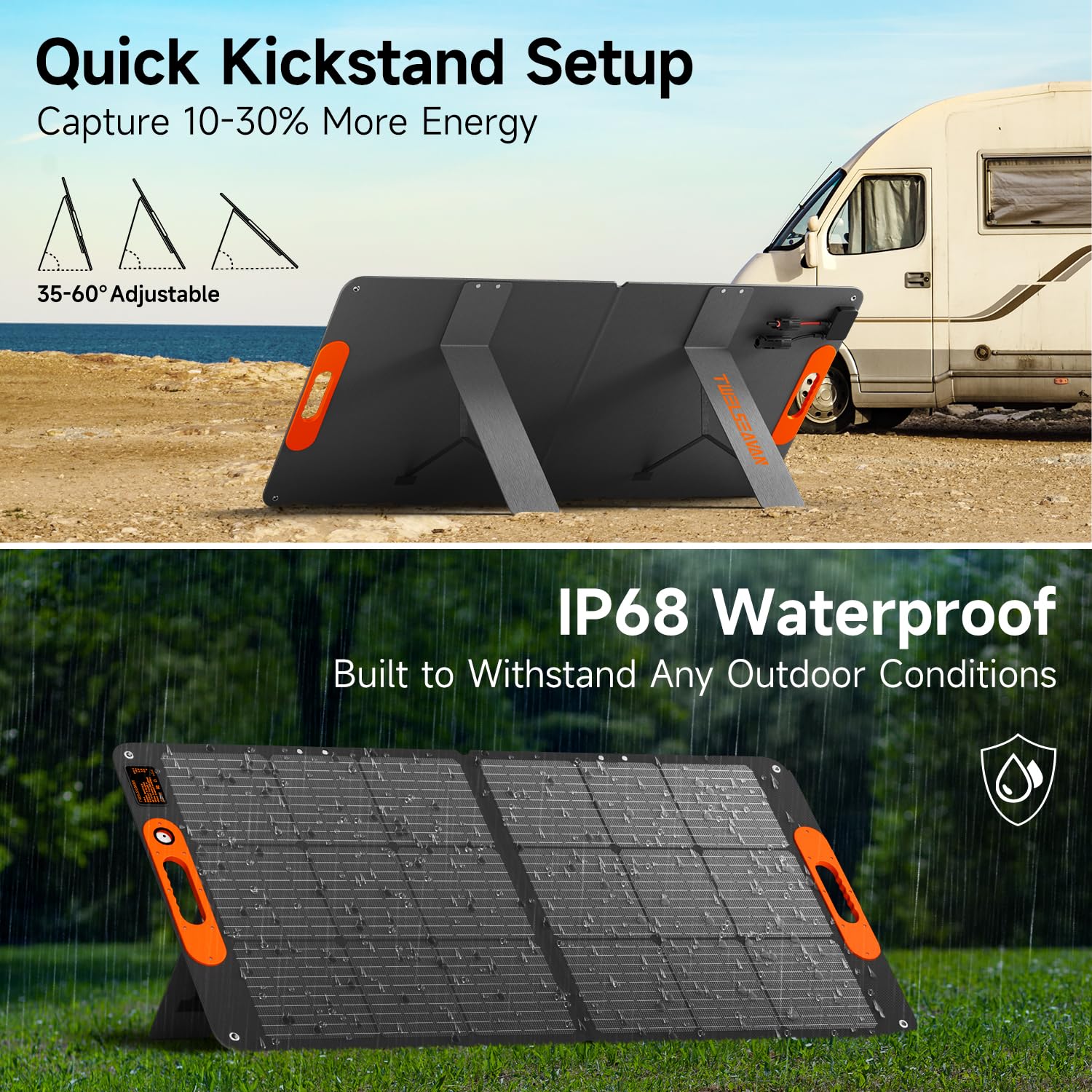 TWELSEAVAN 110W with adjustable kickstands for stable setup