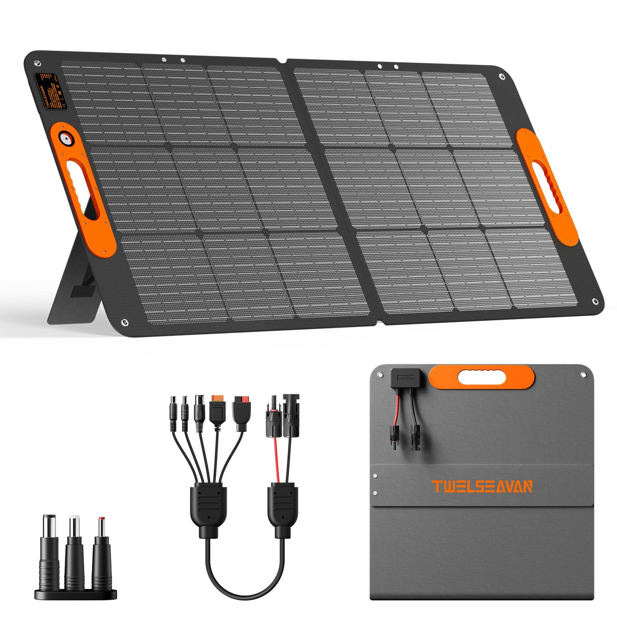 TWELSEAVAN 110W panel folded compact for easy transport on outdoor trips