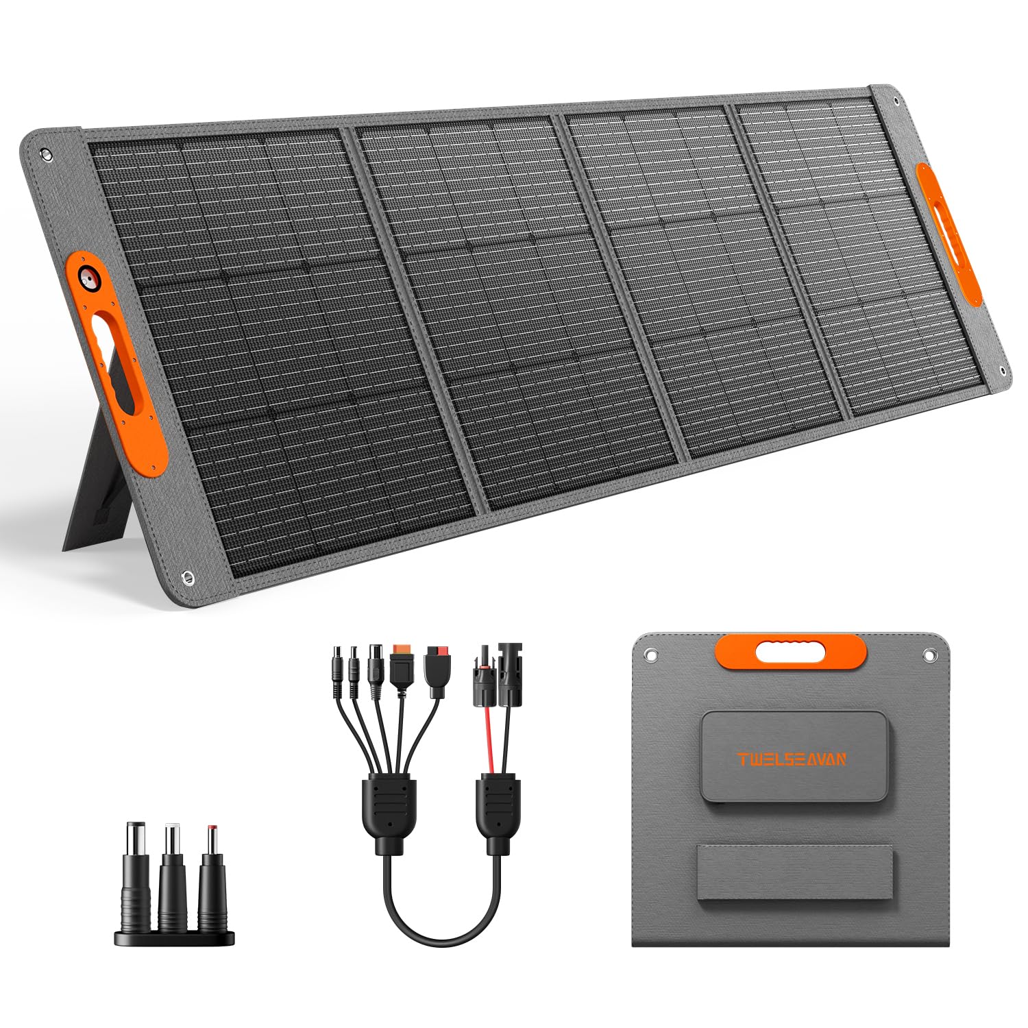 TWELSEAVAN 200W folded panel for compact travel and easy storage.
