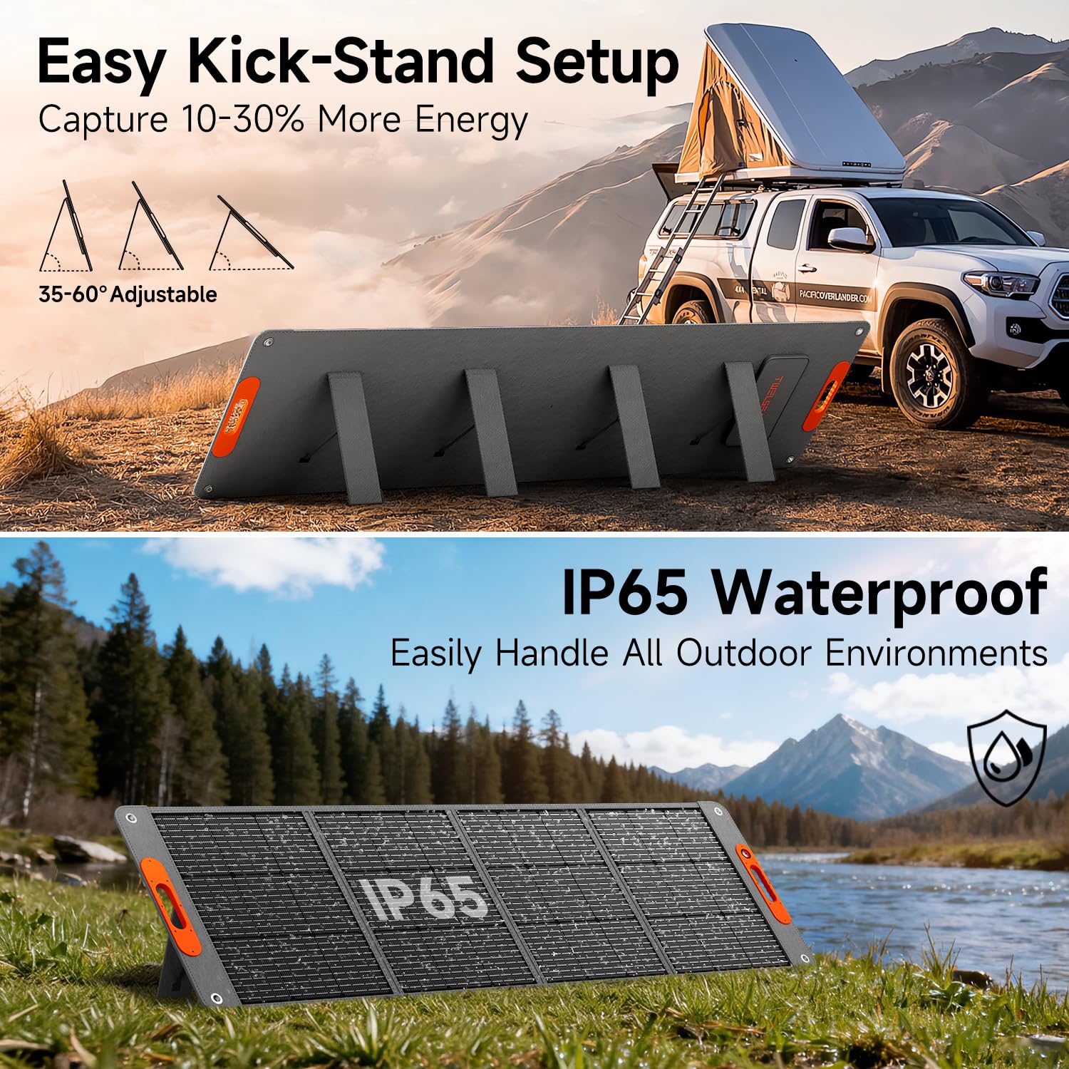 TWELSEAVAN 200W panel features IP65 waterproof durability for all-weather use.