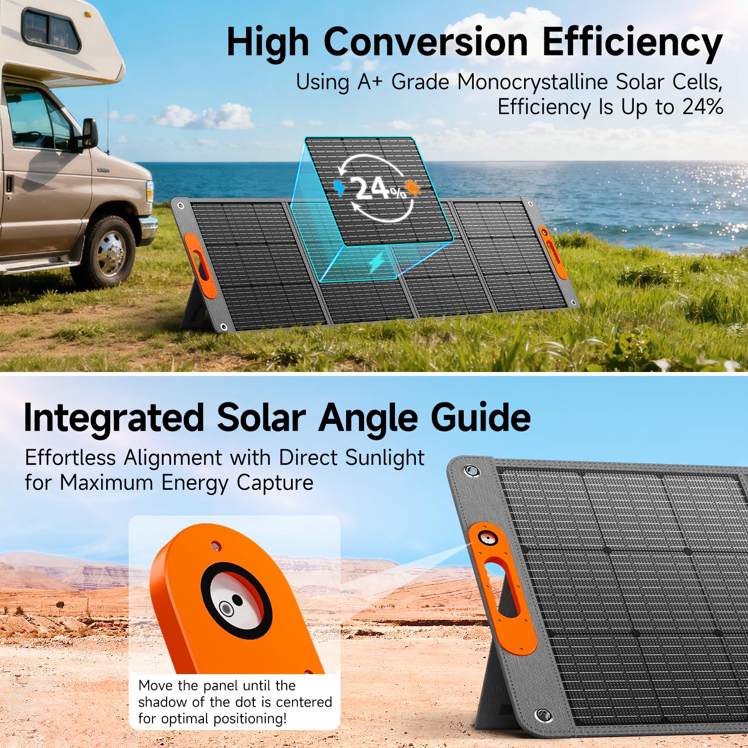 TWELSEAVAN 200W panel with adjustable kickstands ensures stable outdoor setup.