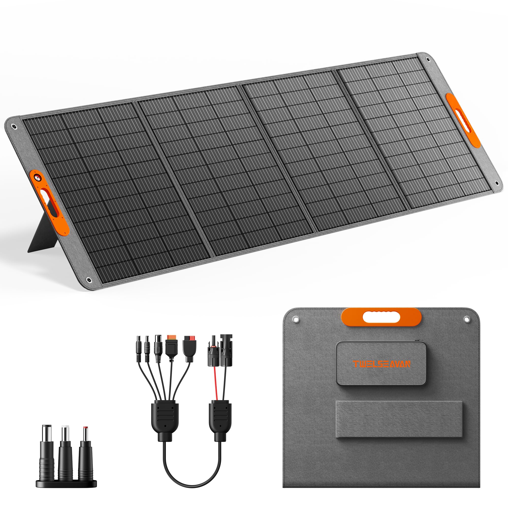 TWELSEAVAN 400W foldable solar panel ready for travel and quick setup.