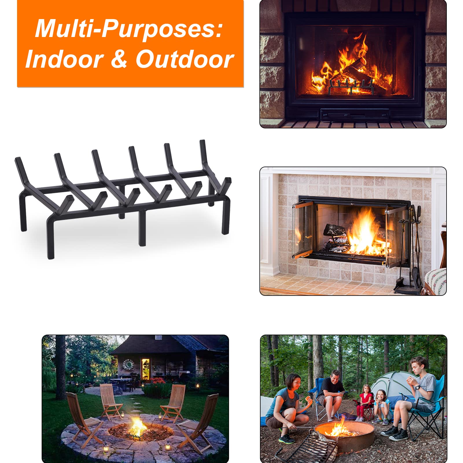 TwentyNext heavy-duty fire grate outdoor fire pit view illustrates versatile use on patios and decks.