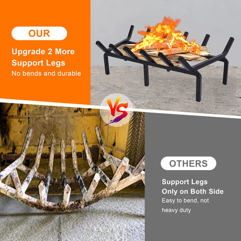 TwentyNext heavy-duty fire grate top view showcases ample resting space for logs and airflow.