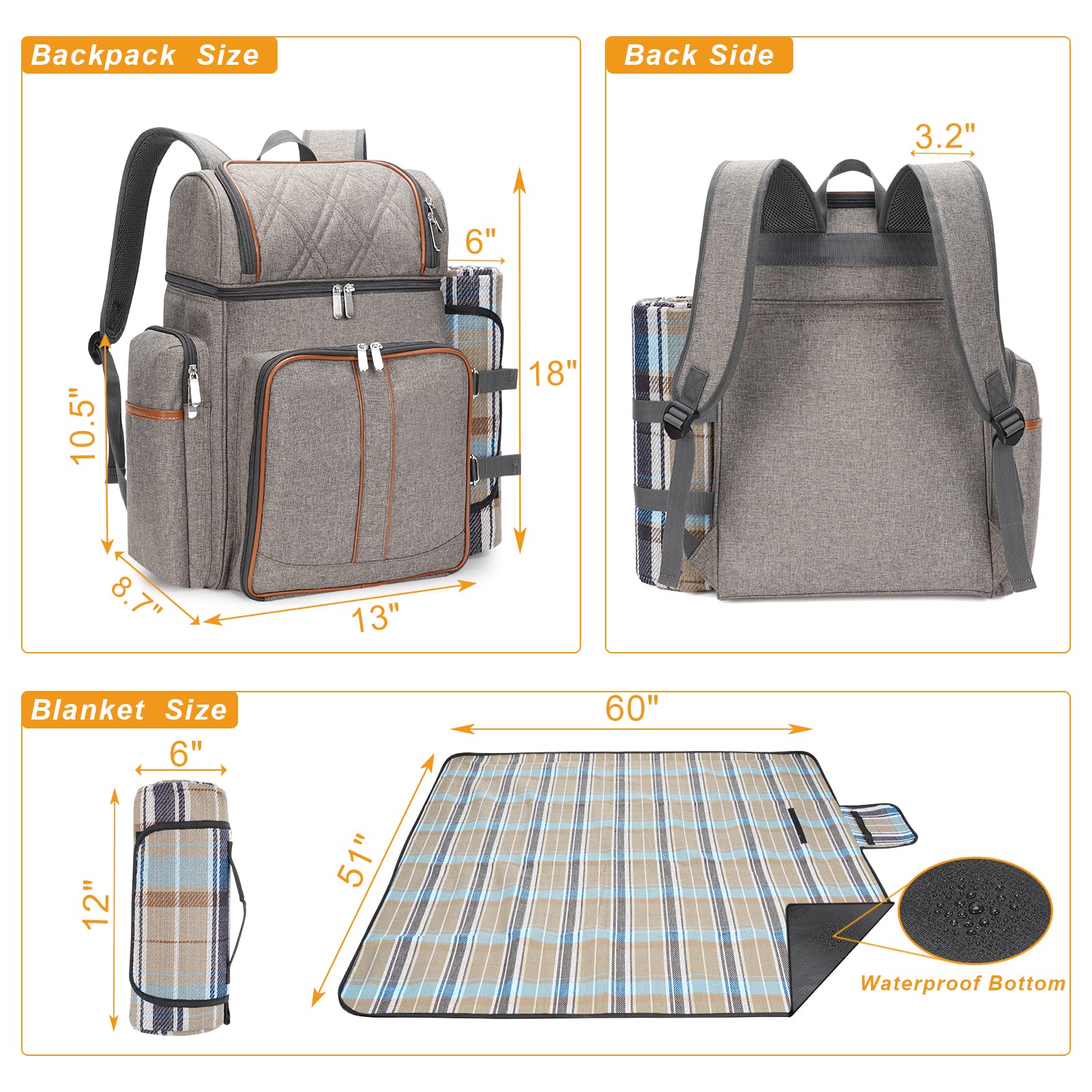 TwentyNext organized tableware set inside the backpack for effortless picnics.
