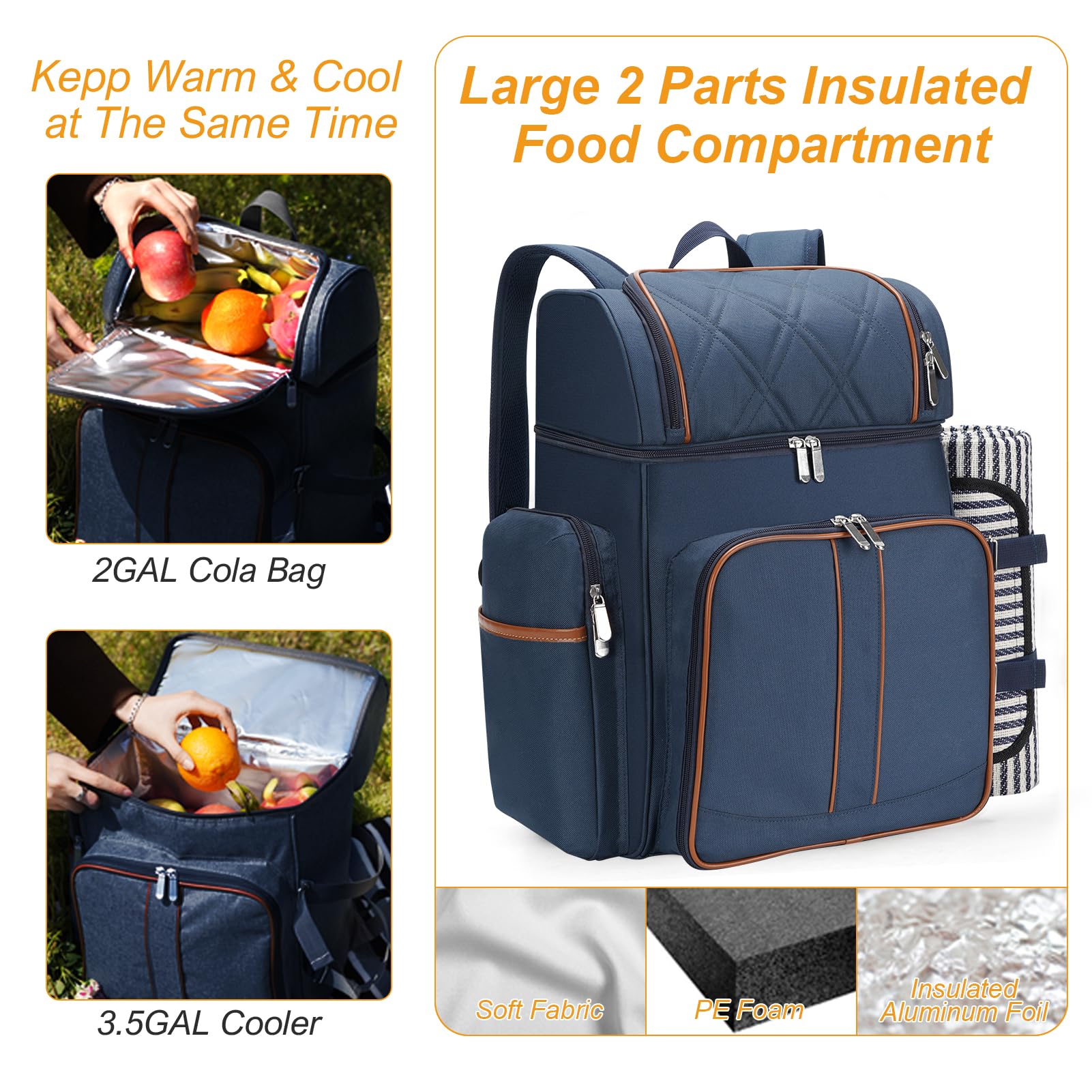 TwentyNext picnic backpack features a side wine holder for bottle access.