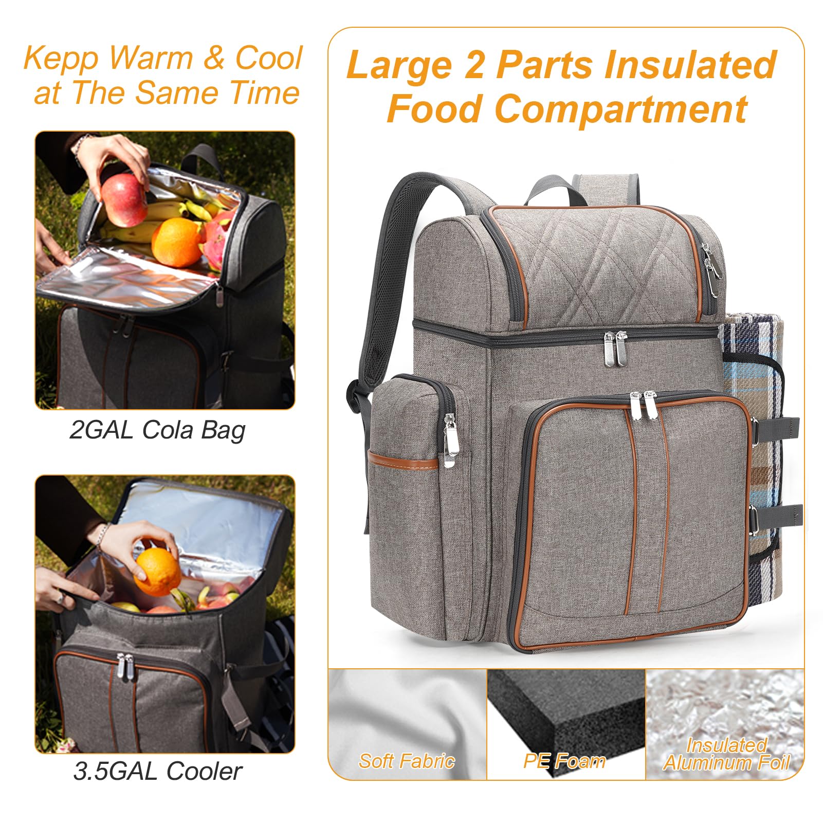 TwentyNext top cooler compartment suitable for beer or cola in this backpack.