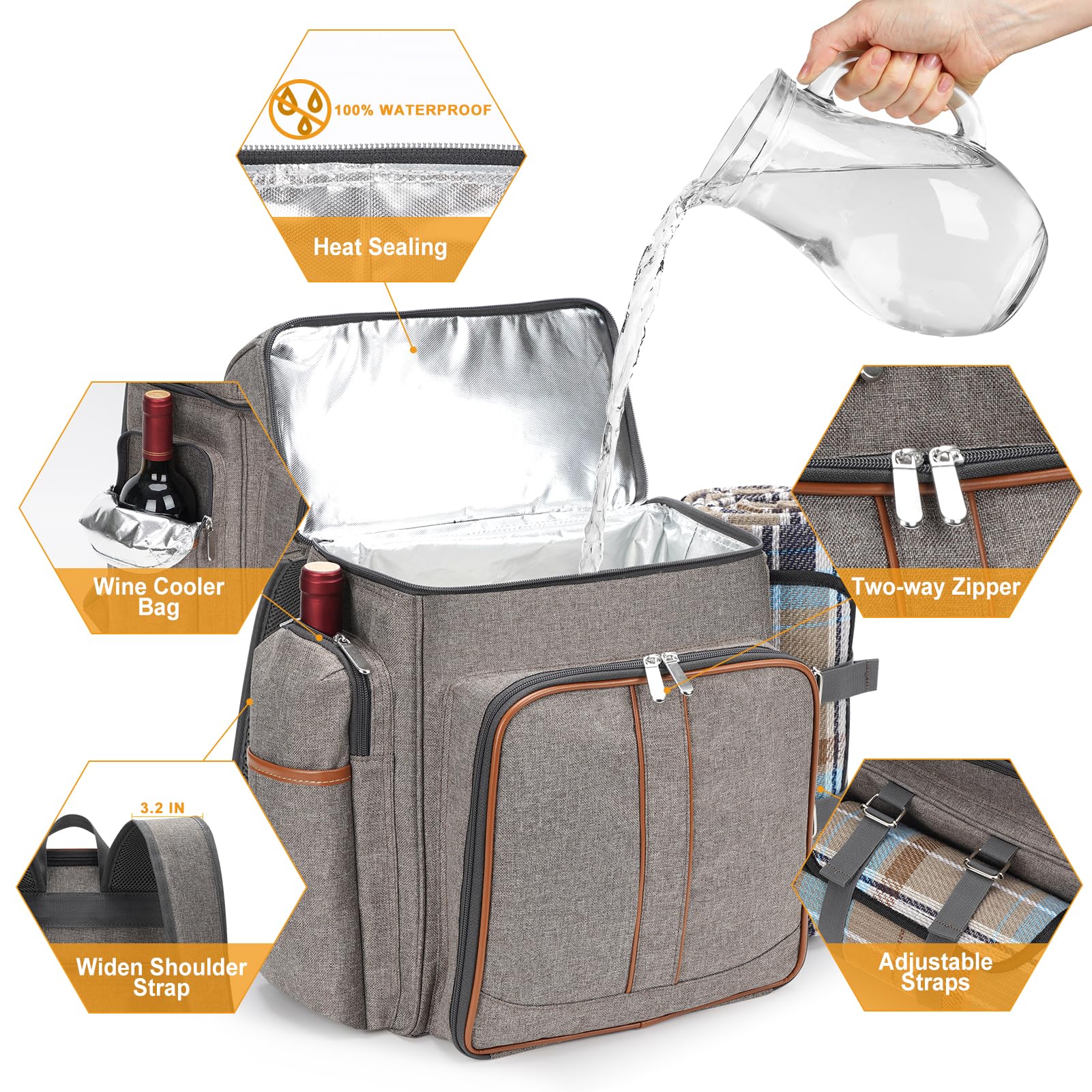 TwentyNext 51 by 60 inch picnic blanket with waterproof backing.