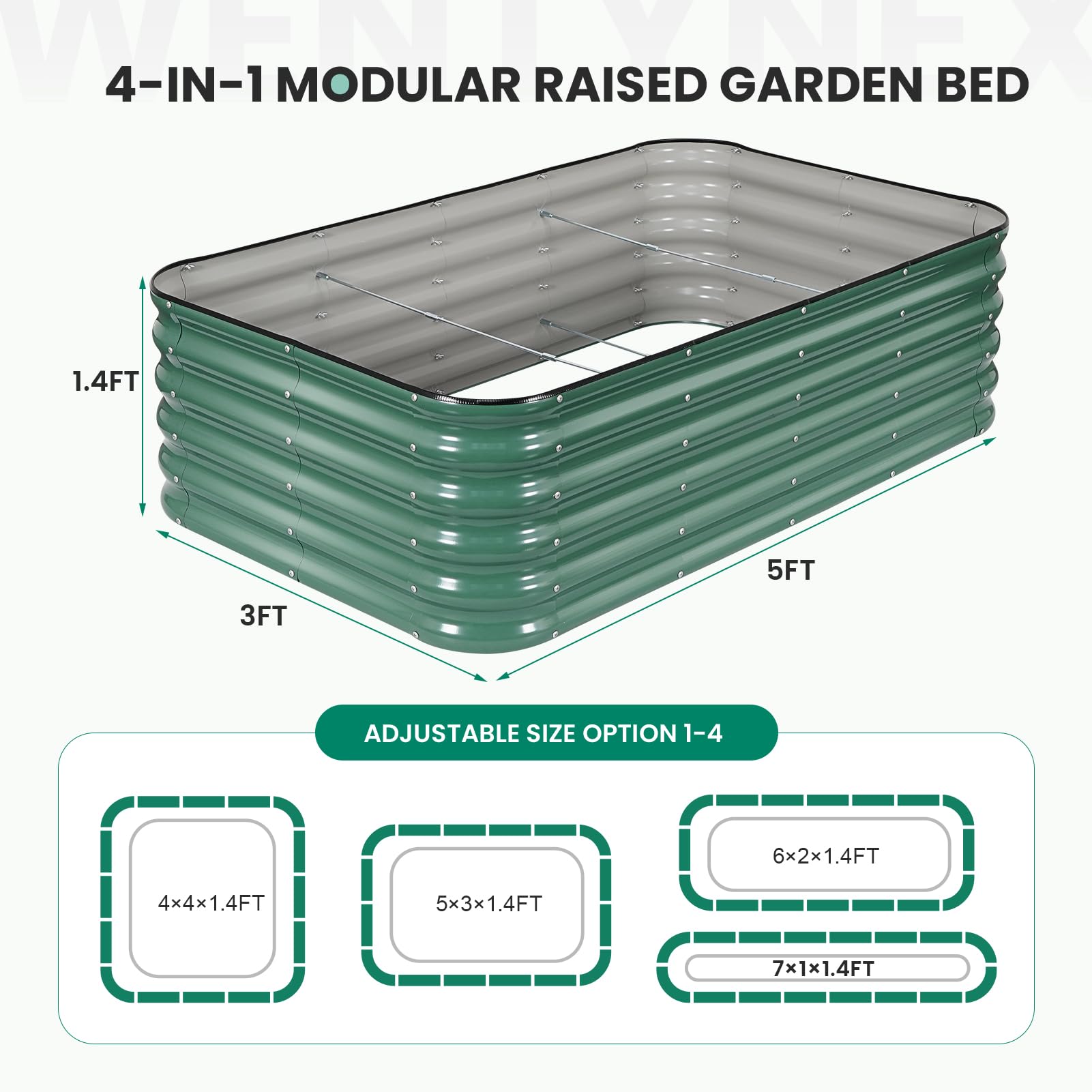 TwentyNext raised bed with folded edges and rubber trim for safe handling.