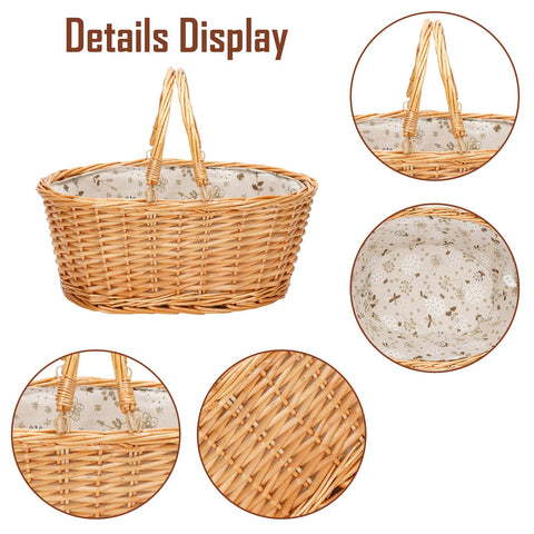 TwentyNext large 16-inch wicker basket, ample space for foods and beverages.